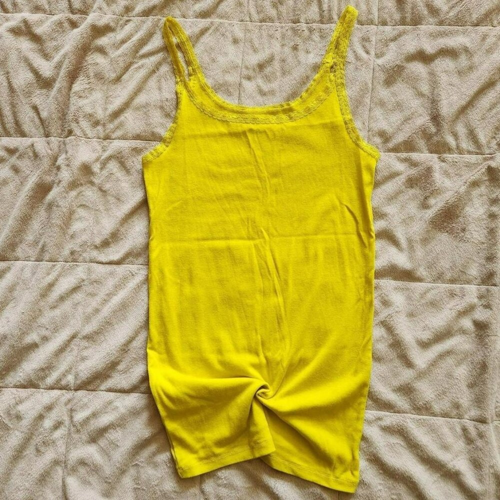 Vintage Old Navy lace yellow tank top women Sz M festivals trending color - Picture 3 of 8